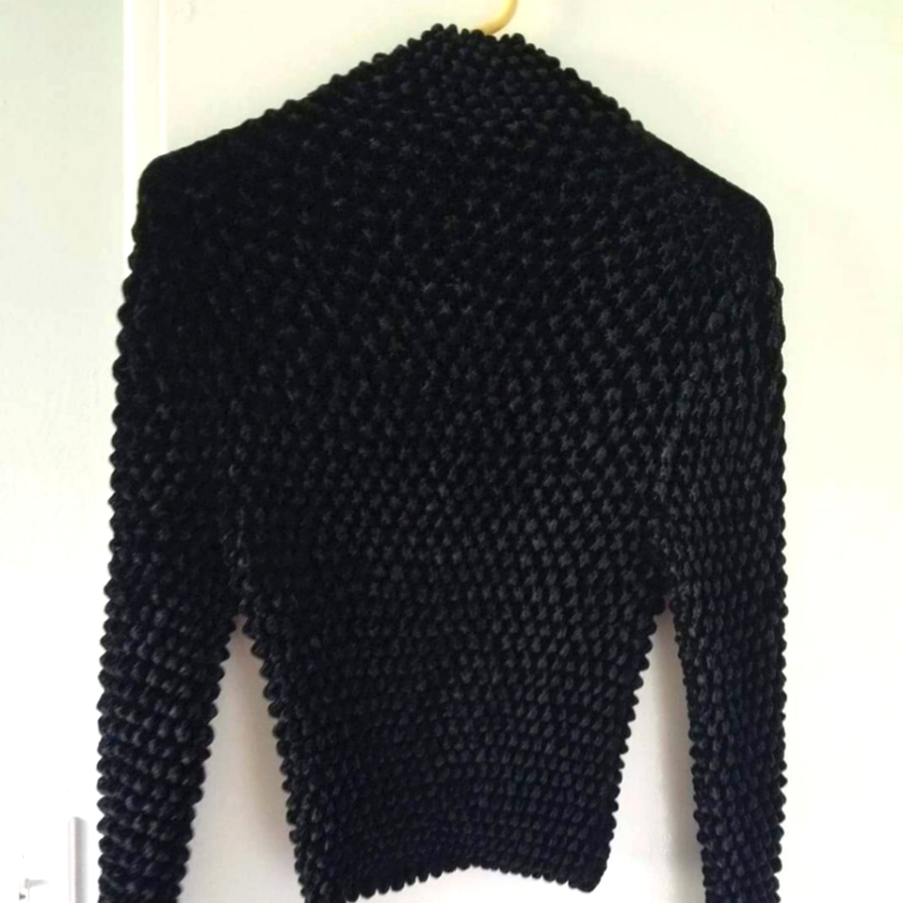 Black Textured turtle neck top